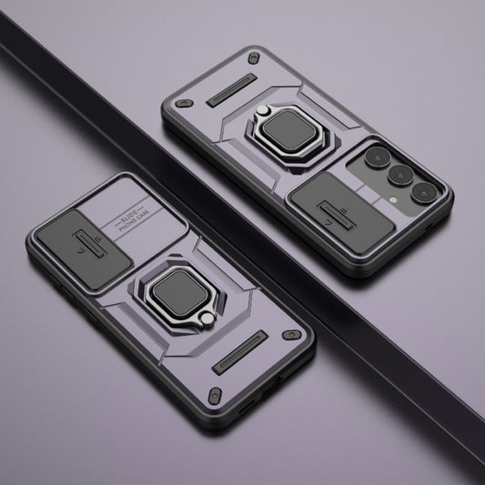 For Samsung Galaxy S25+ 5G Sliding Camshield TPU + PC Shockproof Phone Case with Holder(Purple) by buy2fix