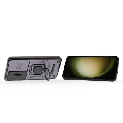 For Samsung Galaxy S25+ 5G Sliding Camshield TPU + PC Shockproof Phone Case with Holder(Purple) by buy2fix