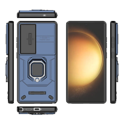 For Samsung Galaxy S25 Ultra 5G Sliding Camshield TPU + PC Shockproof Phone Case with Holder(Blue) by buy2fix