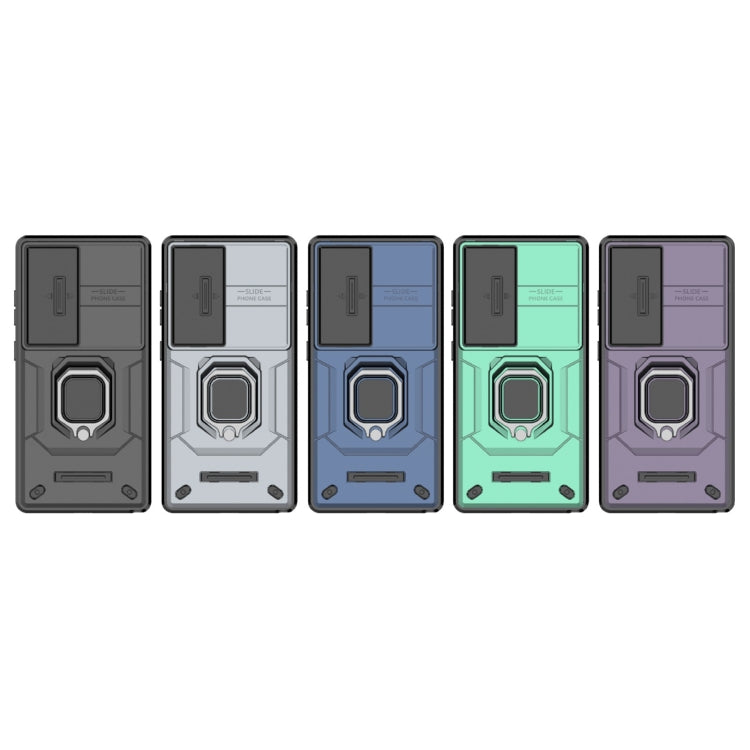 For Samsung Galaxy S25 Ultra 5G Sliding Camshield TPU + PC Shockproof Phone Case with Holder(Green) by buy2fix