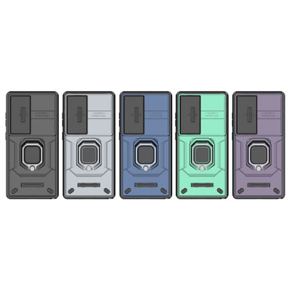 For Samsung Galaxy S25 Ultra 5G Sliding Camshield TPU + PC Shockproof Phone Case with Holder(Green) by buy2fix