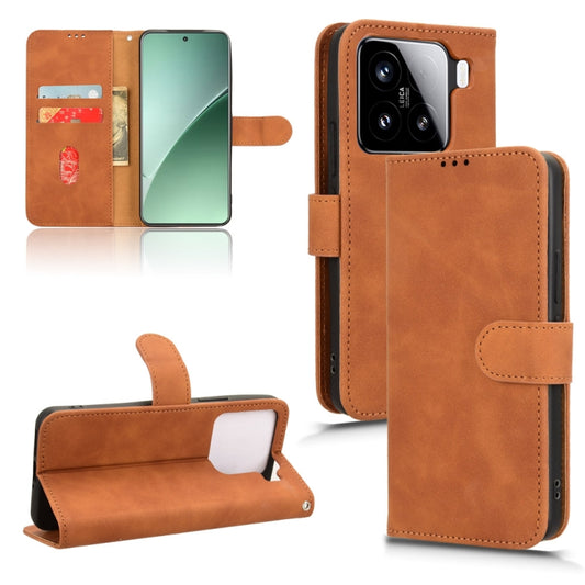 For Xiaomi 15 Skin Feel Magnetic Flip Leather Phone Case(Brown) - 15 Cases by buy2fix | Online Shopping UK | buy2fix