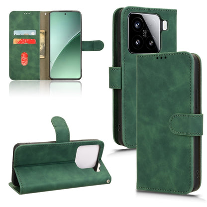For Xiaomi 15 Pro Skin Feel Magnetic Flip Leather Phone Case(Green) - 15 Pro Cases by buy2fix | Online Shopping UK | buy2fix