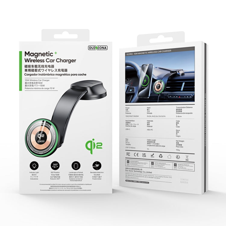 DUZZONA V5 Pro 15W Qi2 Car Magnetic Wireless Charger Phone Holder(Transparent) - Wireless Charger Holders by DUZZONA | Online Shopping UK | buy2fix