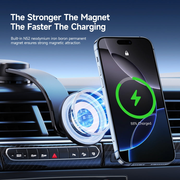 DUZZONA V5 Pro 15W Qi2 Car Magnetic Wireless Charger Phone Holder(Transparent) - Wireless Charger Holders by DUZZONA | Online Shopping UK | buy2fix