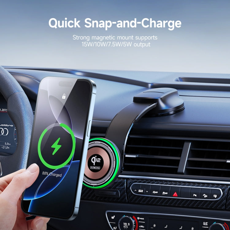 DUZZONA V5 Pro 15W Qi2 Car Magnetic Wireless Charger Phone Holder(Transparent) - Wireless Charger Holders by DUZZONA | Online Shopping UK | buy2fix