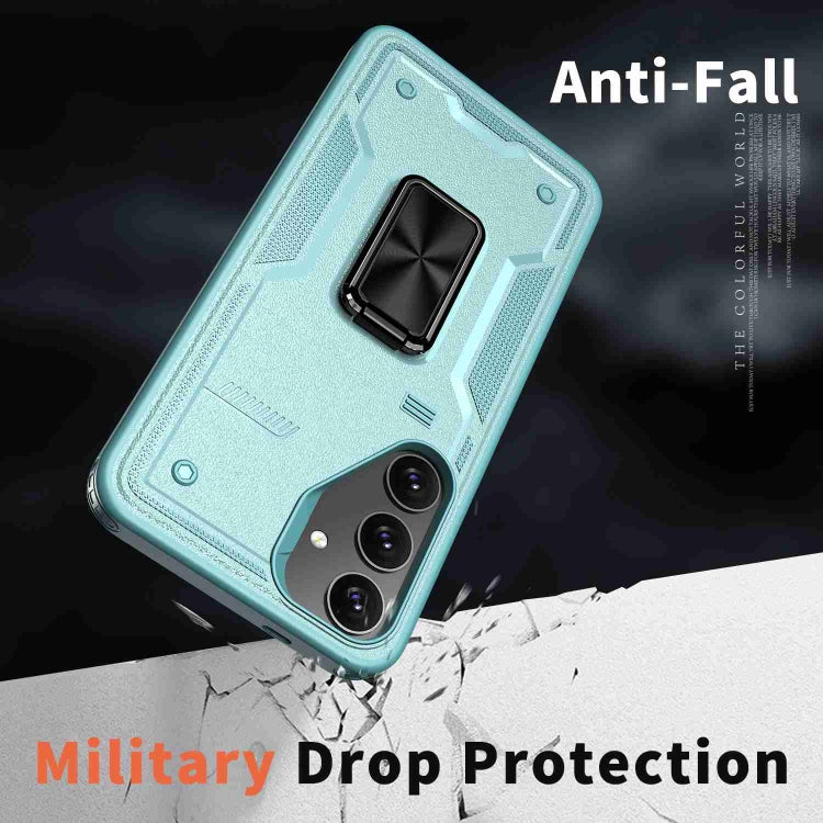 For Samsung Galaxy S25+ 5G Ring Holder PC Hybrid TPU Phone Case(Blue) by buy2fix