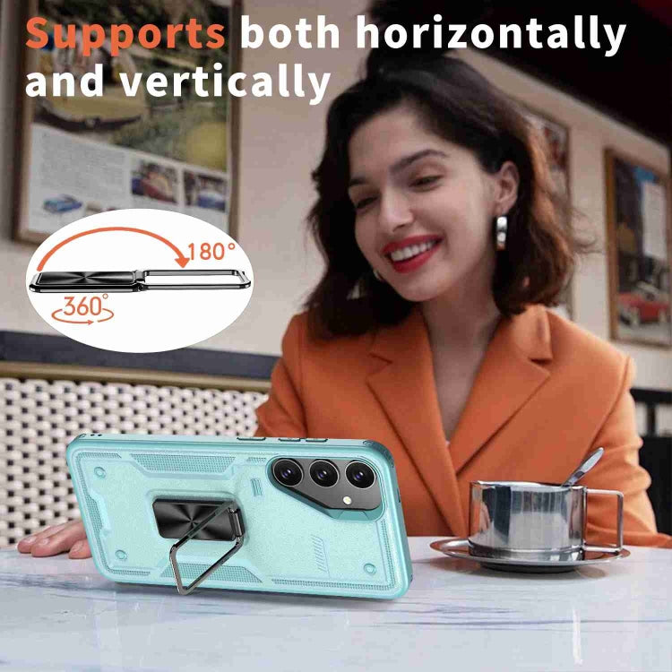 For Samsung Galaxy S25+ 5G Ring Holder PC Hybrid TPU Phone Case(Blue) by buy2fix