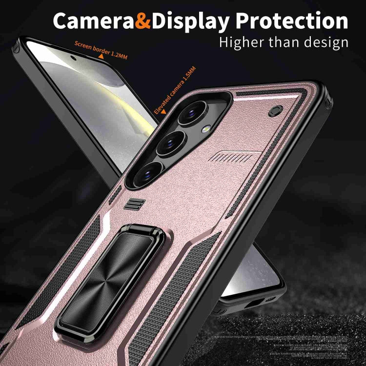 For Samsung Galaxy S25+ 5G Ring Holder PC Hybrid TPU Phone Case(Rose Gold) by buy2fix