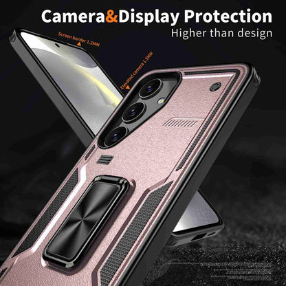 For Samsung Galaxy S25+ 5G Ring Holder PC Hybrid TPU Phone Case(Rose Gold) by buy2fix