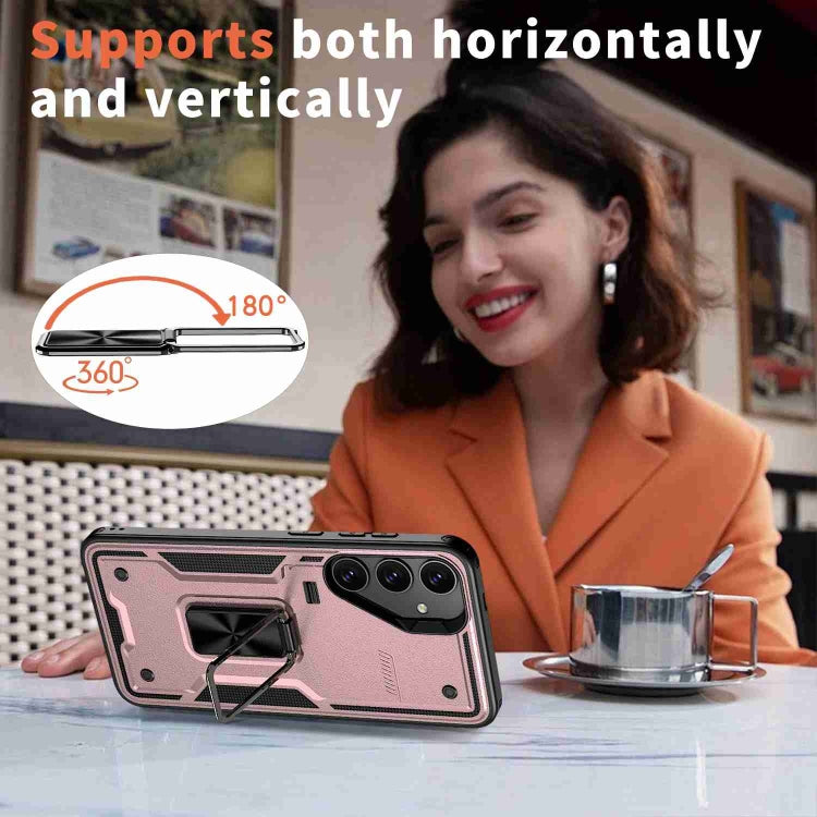 For Samsung Galaxy S25+ 5G Ring Holder PC Hybrid TPU Phone Case(Rose Gold) by buy2fix