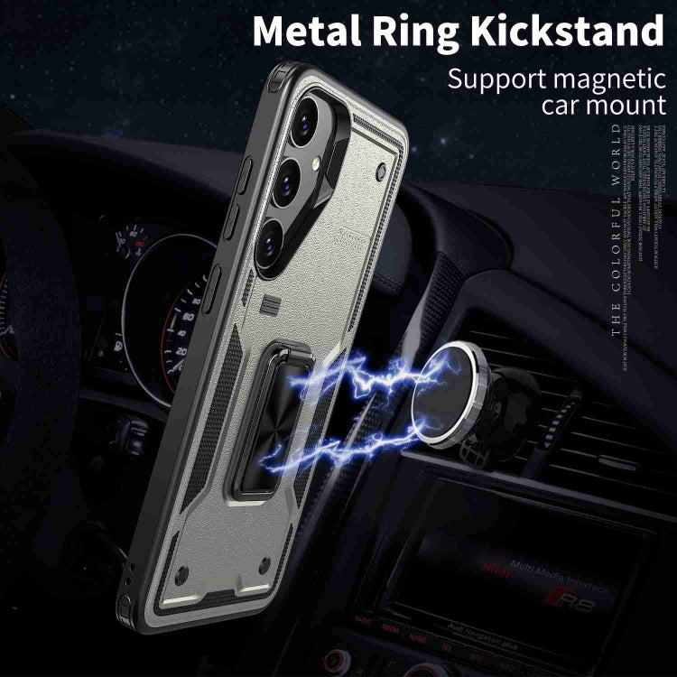 For Samsung Galaxy S25 Ultra 5G Ring Holder PC Hybrid TPU Phone Case(Titanium Grey) by buy2fix
