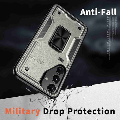 For Samsung Galaxy S25 Ultra 5G Ring Holder PC Hybrid TPU Phone Case(Titanium Grey) by buy2fix