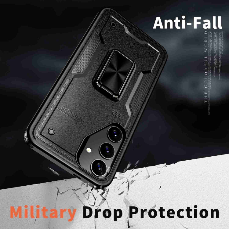 For Samsung Galaxy S25 Ultra 5G Ring Holder PC Hybrid TPU Phone Case(Black) by buy2fix