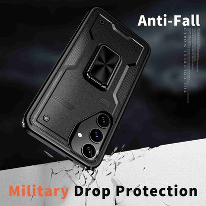 For Samsung Galaxy S25 Ultra 5G Ring Holder PC Hybrid TPU Phone Case(Black) by buy2fix