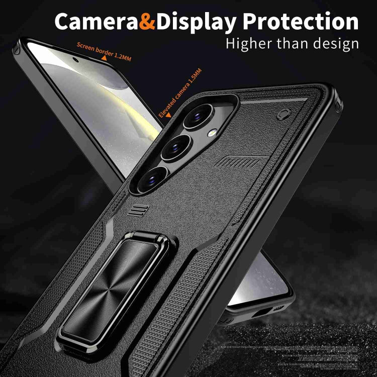 For Samsung Galaxy S25 Ultra 5G Ring Holder PC Hybrid TPU Phone Case(Black) by buy2fix