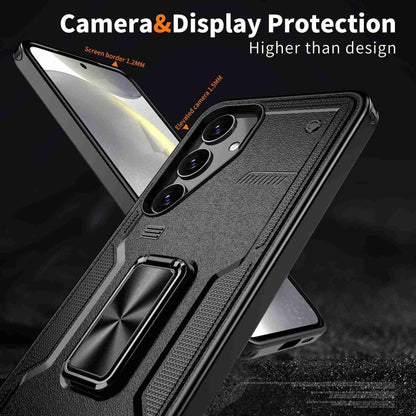 For Samsung Galaxy S25 Ultra 5G Ring Holder PC Hybrid TPU Phone Case(Black) by buy2fix