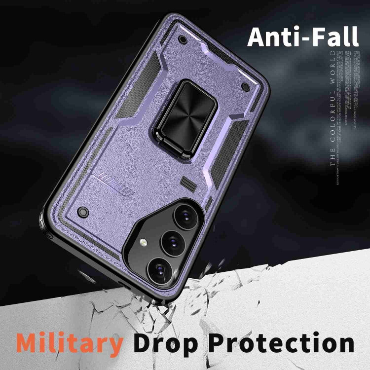 For Samsung Galaxy S25 Ultra 5G Ring Holder PC Hybrid TPU Phone Case(Purple) by buy2fix