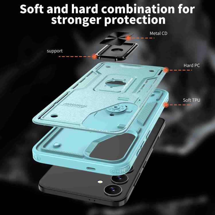 For Samsung Galaxy S25 5G Ring Holder PC Hybrid TPU Phone Case(Blue) by buy2fix