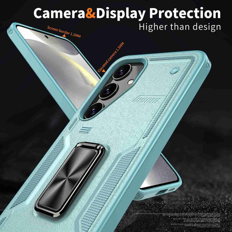 For Samsung Galaxy S25 5G Ring Holder PC Hybrid TPU Phone Case(Blue) by buy2fix