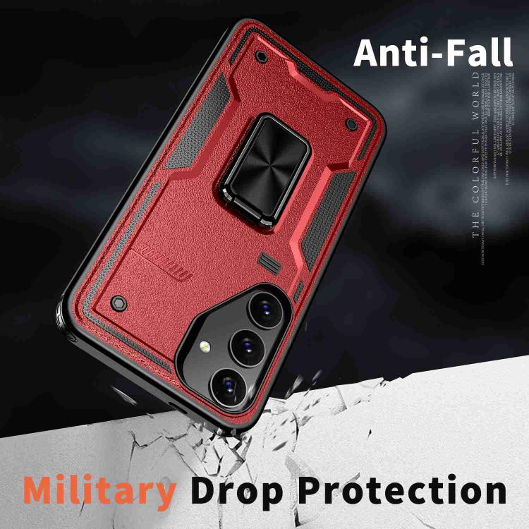 For Samsung Galaxy S25 5G Ring Holder PC Hybrid TPU Phone Case(Red) by buy2fix