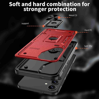 For Samsung Galaxy S25 5G Ring Holder PC Hybrid TPU Phone Case(Red) by buy2fix