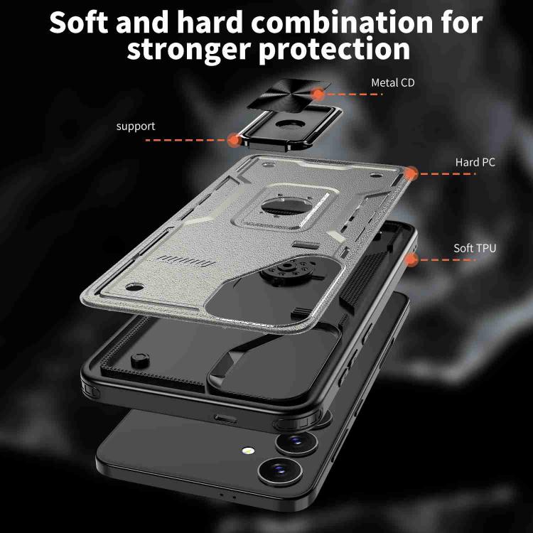 For Samsung Galaxy S25 5G Ring Holder PC Hybrid TPU Phone Case(Titanium Grey) by buy2fix