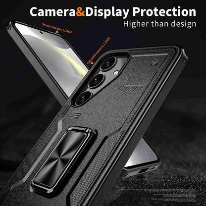 For Samsung Galaxy S25 5G Ring Holder PC Hybrid TPU Phone Case(Black) by buy2fix