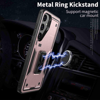 For Samsung Galaxy S25 5G Ring Holder PC Hybrid TPU Phone Case(Rose Gold) by buy2fix