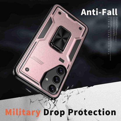 For Samsung Galaxy S25 5G Ring Holder PC Hybrid TPU Phone Case(Rose Gold) by buy2fix