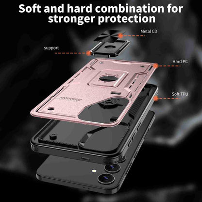 For Samsung Galaxy S25 5G Ring Holder PC Hybrid TPU Phone Case(Rose Gold) by buy2fix