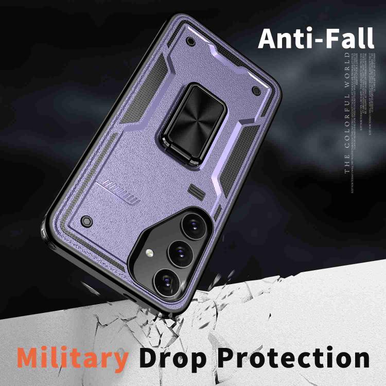 For Samsung Galaxy S25 5G Ring Holder PC Hybrid TPU Phone Case(Purple) by buy2fix