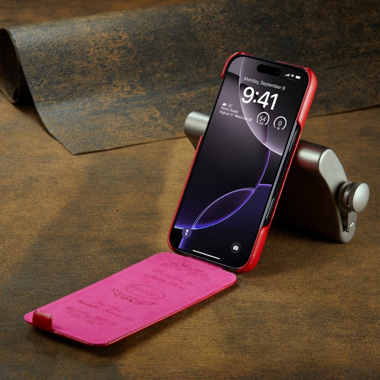 For iPhone 16 Pro Max Fierre Shann 64 Texture Vertical Flip PU Leather Phone Case(Red) by FIERRE SHANN