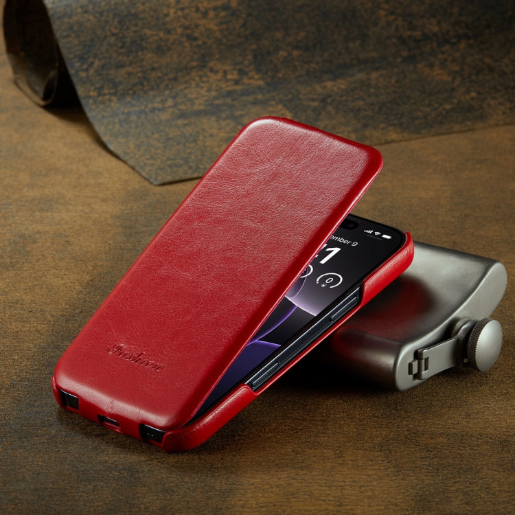 For iPhone 16 Pro Max Fierre Shann 64 Texture Vertical Flip PU Leather Phone Case(Red) by FIERRE SHANN