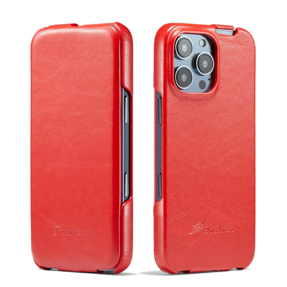 For iPhone 16 Pro Fierre Shann 64 Texture Vertical Flip PU Leather Phone Case(Red) by FIERRE SHANN