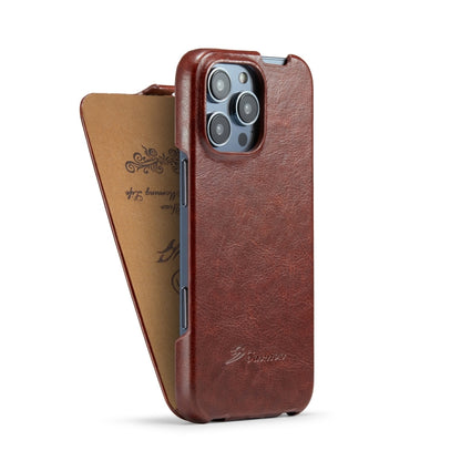 For iPhone 16 Pro Fierre Shann 64 Texture Vertical Flip PU Leather Phone Case(Brown) by FIERRE SHANN