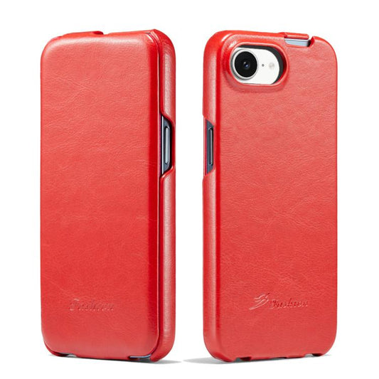 For iPhone 16e Fierre Shann 64 Texture Vertical Flip PU Leather Phone Case(Red) - iPhone 16e Cases by FIERRE SHANN | Online Shopping UK | buy2fix