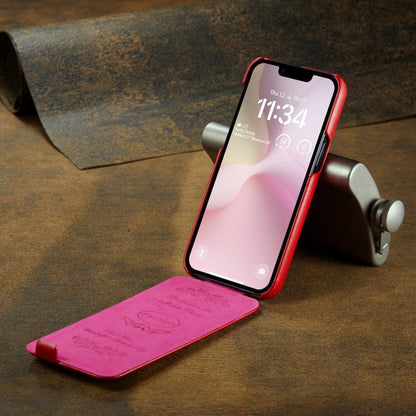 For iPhone 16e Fierre Shann 64 Texture Vertical Flip PU Leather Phone Case(Red) - iPhone 16e Cases by FIERRE SHANN | Online Shopping UK | buy2fix