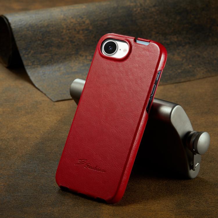 For iPhone 16e Fierre Shann 64 Texture Vertical Flip PU Leather Phone Case(Red) - iPhone 16e Cases by FIERRE SHANN | Online Shopping UK | buy2fix