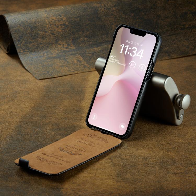 For iPhone 16e Fierre Shann 64 Texture Vertical Flip PU Leather Phone Case(Black) - iPhone 16e Cases by FIERRE SHANN | Online Shopping UK | buy2fix