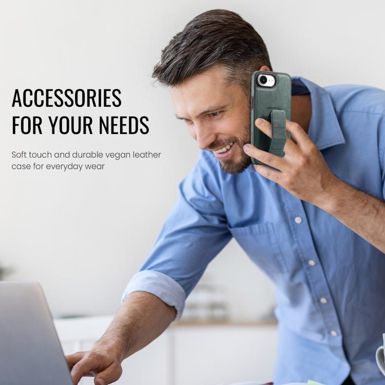 For iPhone 16e Fierre Shann Oil Wax Cow Leather Holder Back Phone Case(Green) - iPhone 16e Cases by FIERRE SHANN | Online Shopping UK | buy2fix