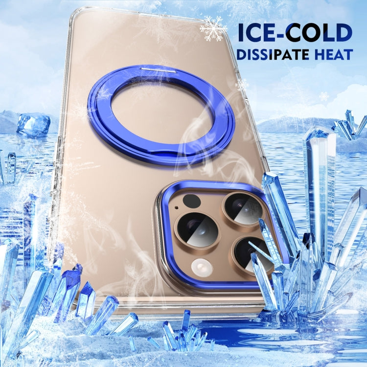For iPhone 16 Pro Max Ice-Cold Rotating Ring Holder PC MagSafe Phone Case(Blue) - iPhone 16 Pro Max Cases by buy2fix | Online Shopping UK | buy2fix