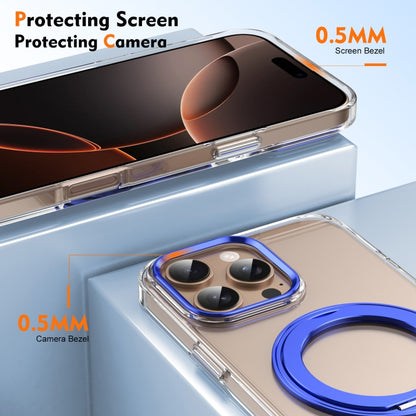 For iPhone 16 Pro Max Ice-Cold Rotating Ring Holder PC MagSafe Phone Case(Blue) - iPhone 16 Pro Max Cases by buy2fix | Online Shopping UK | buy2fix