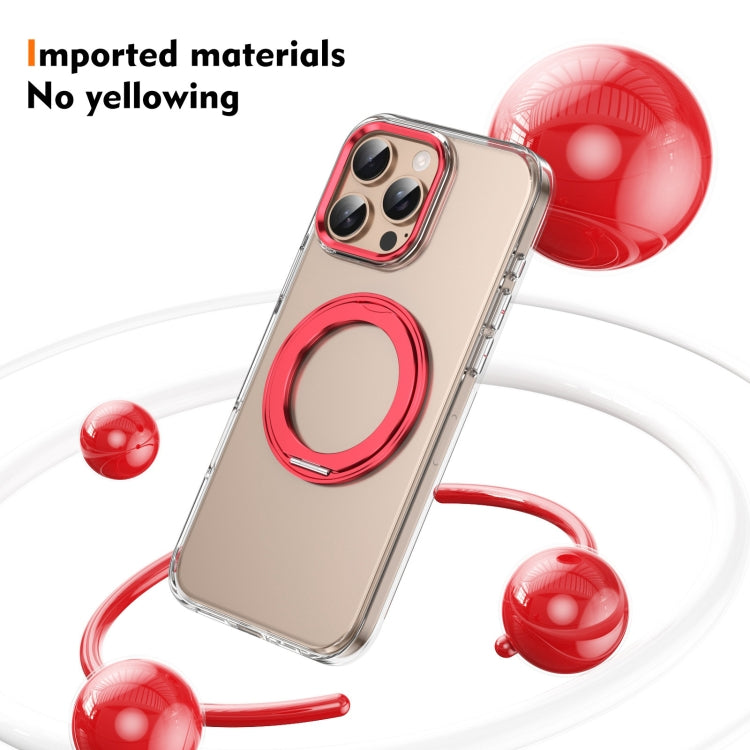 For iPhone 16 Pro Max Ice-Cold Rotating Ring Holder PC MagSafe Phone Case(Red) - iPhone 16 Pro Max Cases by buy2fix | Online Shopping UK | buy2fix