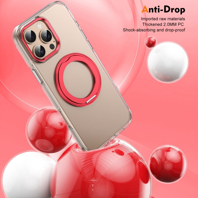 For iPhone 16 Pro Max Ice-Cold Rotating Ring Holder PC MagSafe Phone Case(Red) - iPhone 16 Pro Max Cases by buy2fix | Online Shopping UK | buy2fix
