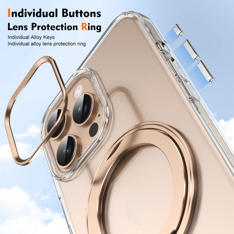 For iPhone 16 Pro Max Ice-Cold Rotating Ring Holder PC MagSafe Phone Case(Desert Gold) - iPhone 16 Pro Max Cases by buy2fix | Online Shopping UK | buy2fix