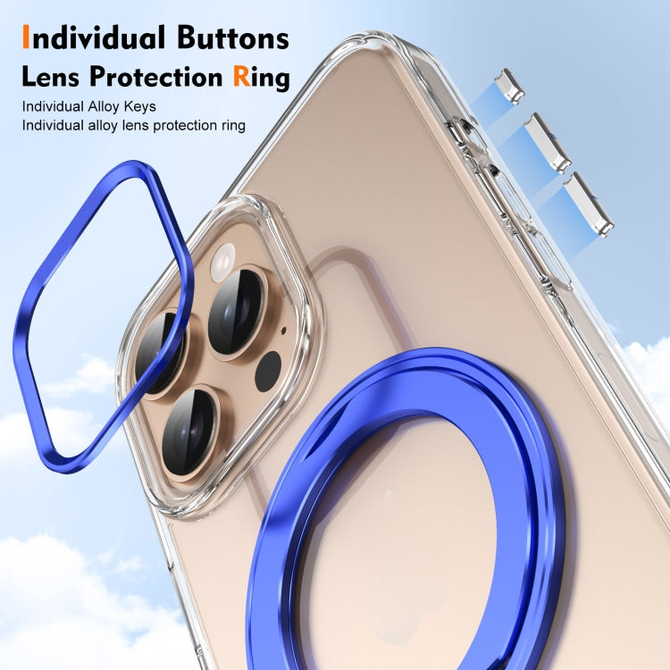 For iPhone 16 Pro Ice-Cold Rotating Ring Holder PC MagSafe Phone Case(Blue) - iPhone 16 Pro Cases by buy2fix | Online Shopping UK | buy2fix