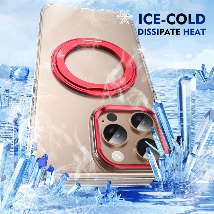 For iPhone 16 Pro Ice-Cold Rotating Ring Holder PC MagSafe Phone Case(Red) - iPhone 16 Pro Cases by buy2fix | Online Shopping UK | buy2fix