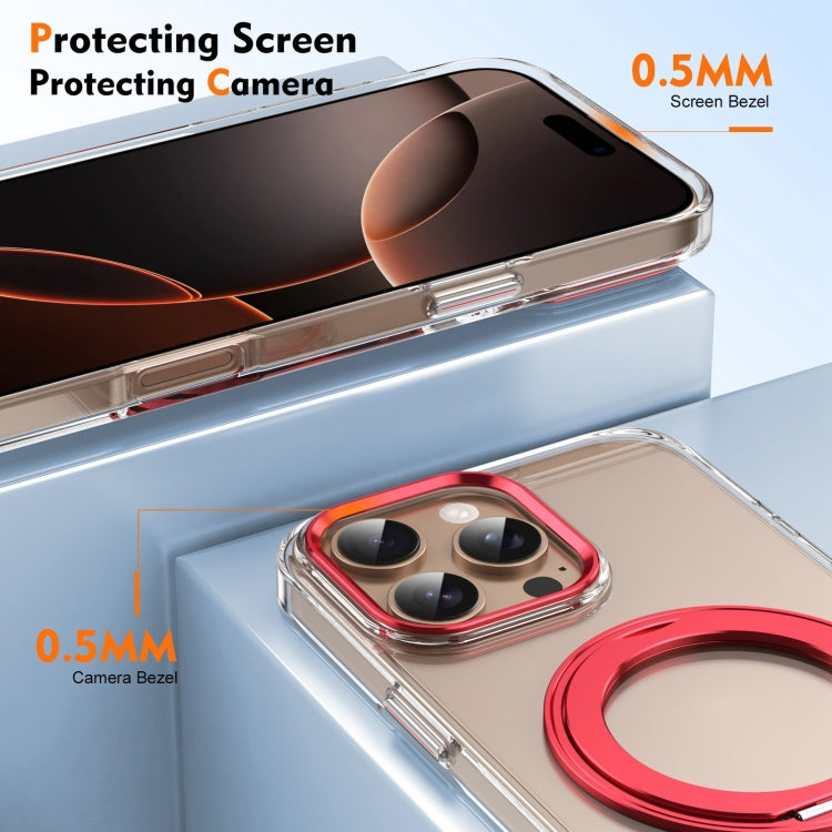 For iPhone 16 Pro Ice-Cold Rotating Ring Holder PC MagSafe Phone Case(Red) - iPhone 16 Pro Cases by buy2fix | Online Shopping UK | buy2fix