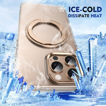For iPhone 16 Pro Ice-Cold Rotating Ring Holder PC MagSafe Phone Case(Desert Gold) - iPhone 16 Pro Cases by buy2fix | Online Shopping UK | buy2fix